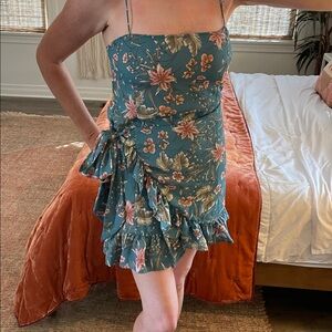 Intimately by Free People Floral Ruffle Wrap Front Mini Dress NWT